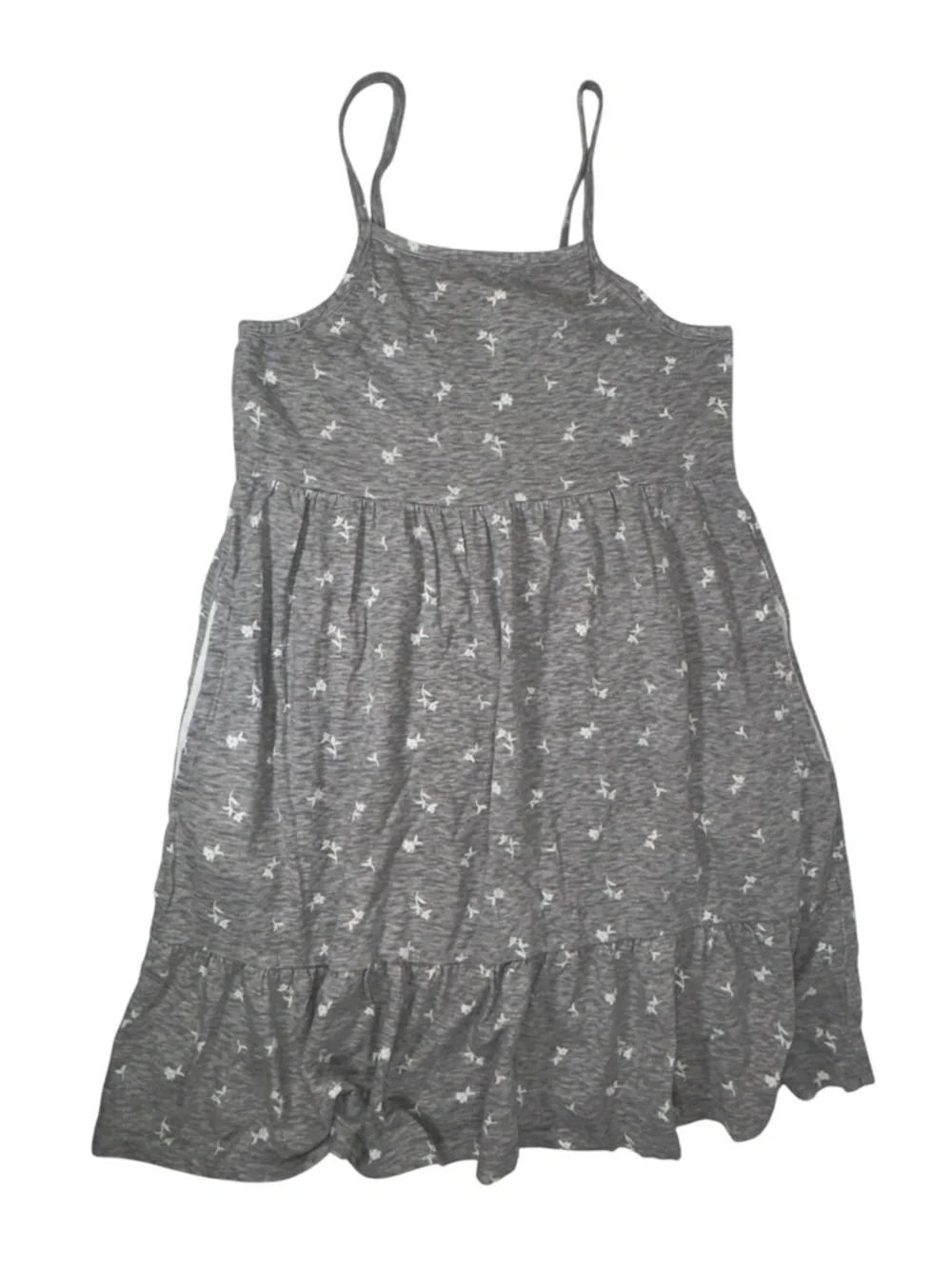 Old Navy Girls Gray Floral Tiered Sleeveless Casual Summer Dress Size L 10-12